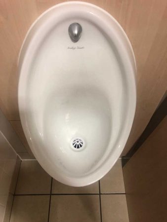 Blocked Urinal needing cleared.